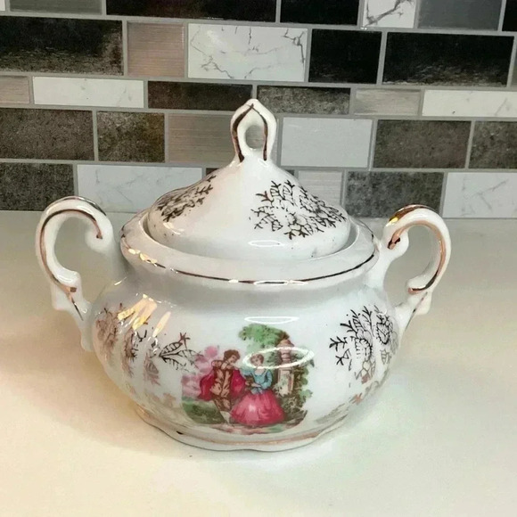 Royal Vienna Vintage Bone China Pattern 2303 Romance Sugar Bowl W/Gold Design - Picture 1 of 10